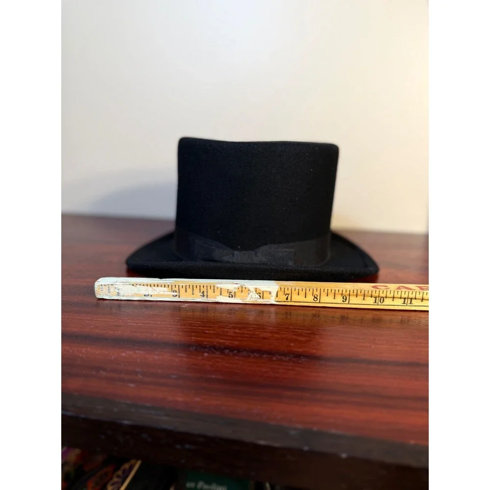 Free Authority Black 100% Wool Top Hat Formal Costume Magician OSFM RN115665